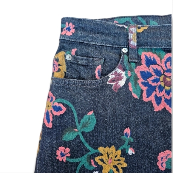 7 For All Mankind Floral Print Denim Mini Skirt, Size 29 - Picture 3 of 7